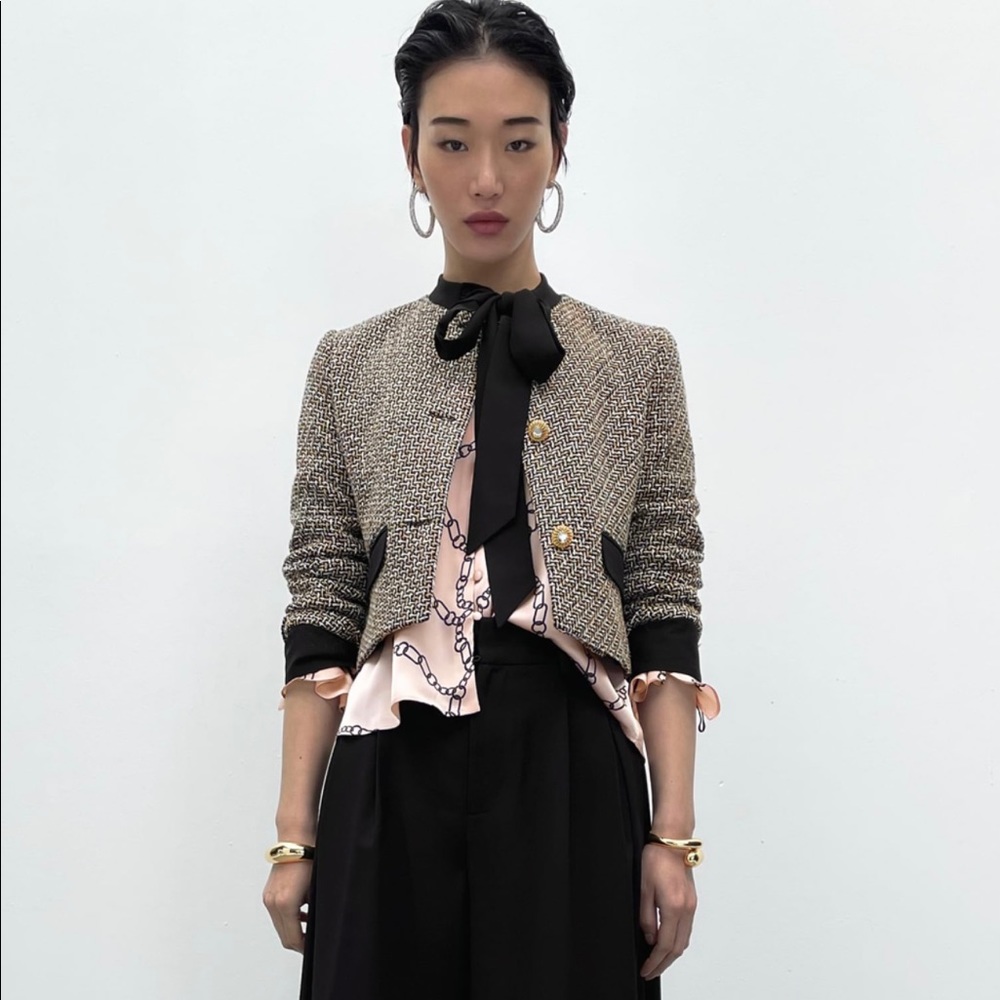 ZARA Bow Trimmed Textured Blazer! SOLD OUT IN STORES!